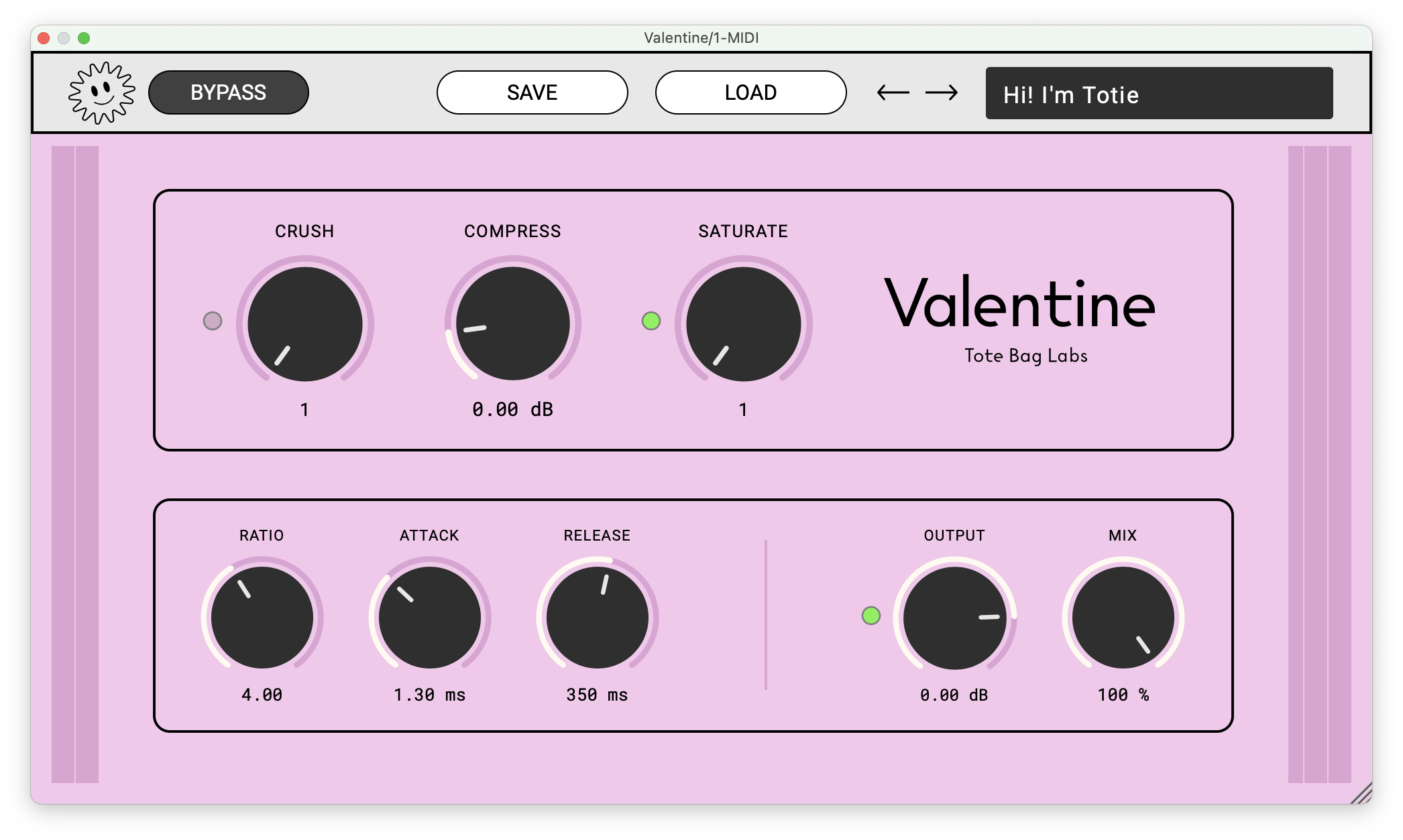 A screenshot of the Valentine compressor